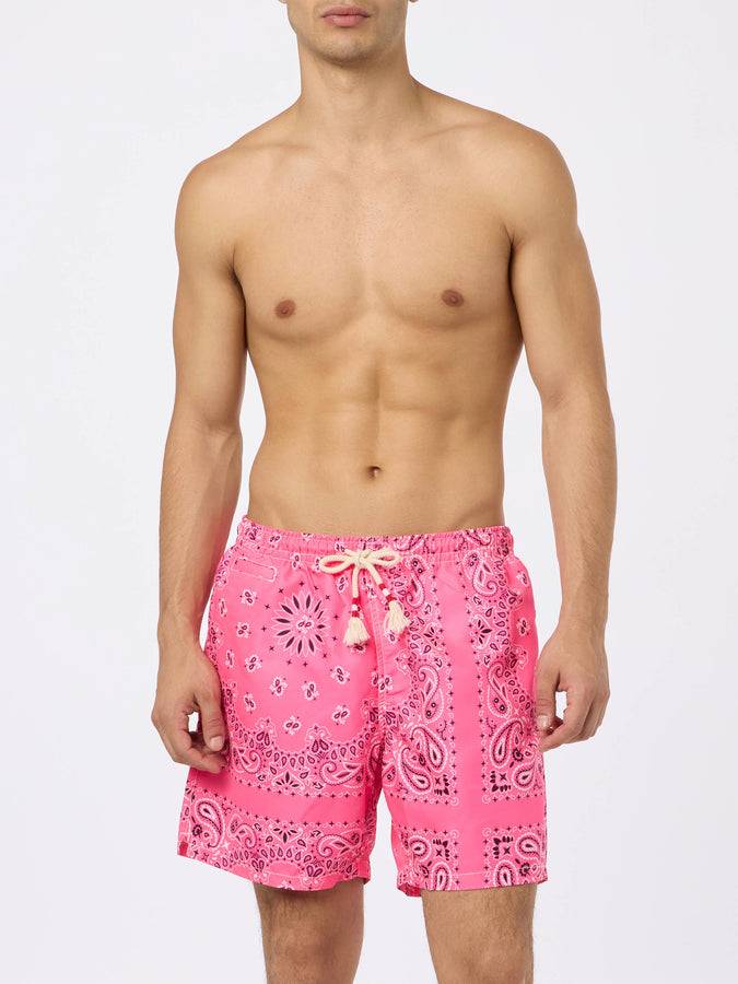 Mc2 Saint Barth Costume da bagno da uomo con stampa bandana rosa Offerta settimanale