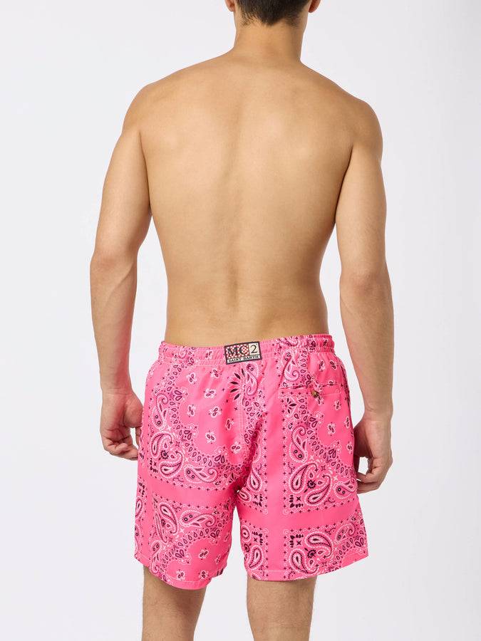 Mc2 Saint Barth Costume da bagno da uomo con stampa bandana rosa Offerta settimanale