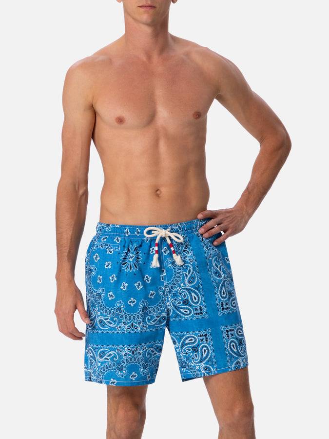 Mc2 Saint Barth Costume da bagno da uomo di media lunghezza bandana in denim Caprese Rilascio limitato