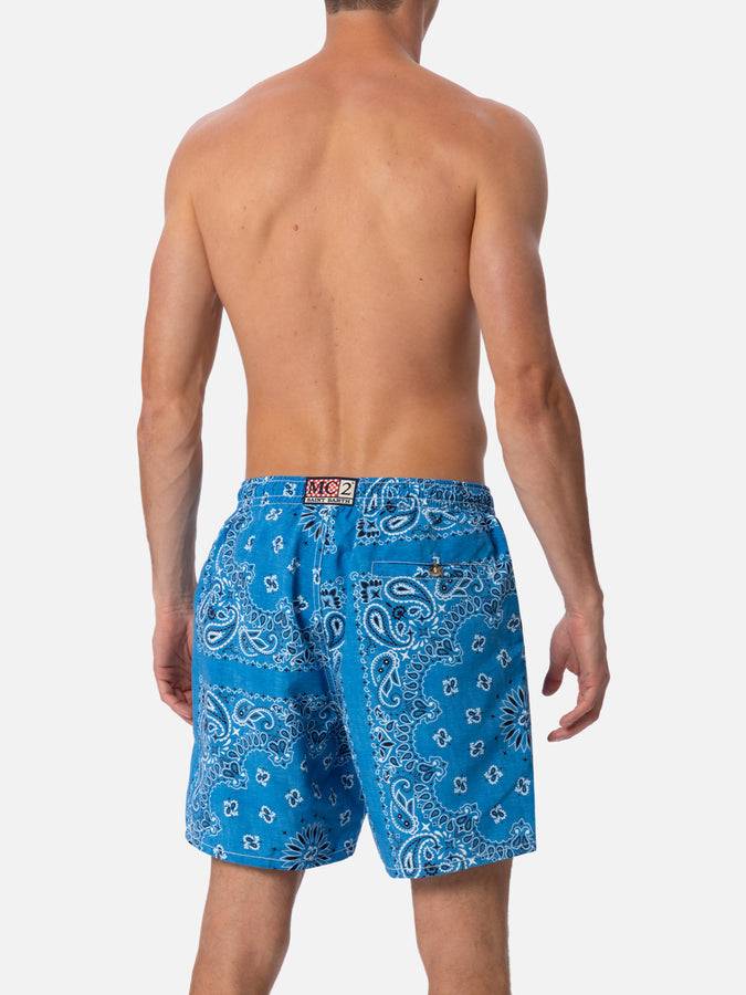 Mc2 Saint Barth Costume da bagno da uomo di media lunghezza bandana in denim Caprese Rilascio limitato