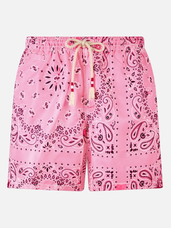 Mc2 Saint Barth Costume da bagno da uomo con stampa bandana rosa