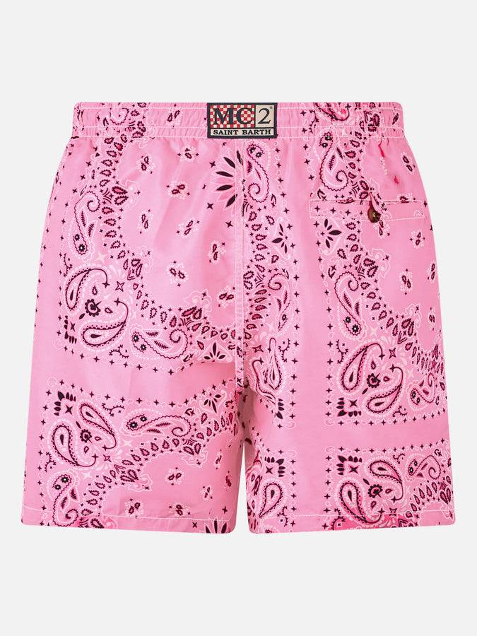 Mc2 Saint Barth Costume da bagno da uomo con stampa bandana rosa Promozione temporanea