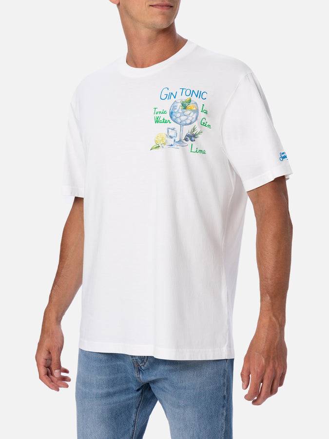 Mc2 Saint Barth Man cotton t-shirt with gin tonic print and embroidery Sostegno trimestrale