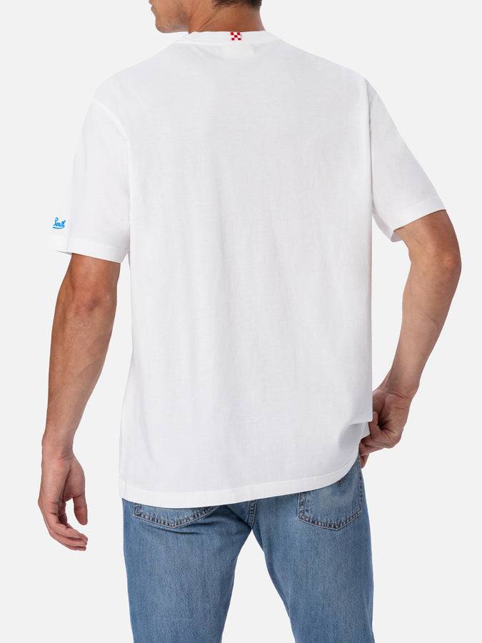 Mc2 Saint Barth Man cotton t-shirt with gin tonic print and embroidery Sostegno trimestrale