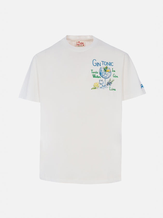 Mc2 Saint Barth Man cotton t-shirt with gin tonic print and embroidery Sostegno trimestrale