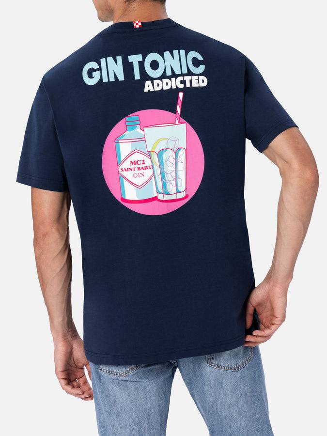 Mc2 Saint Barth T-shirt uomo in cotone con stampa piazzata Gin Tonic Addicted Discount Store per i nuovi prodotti