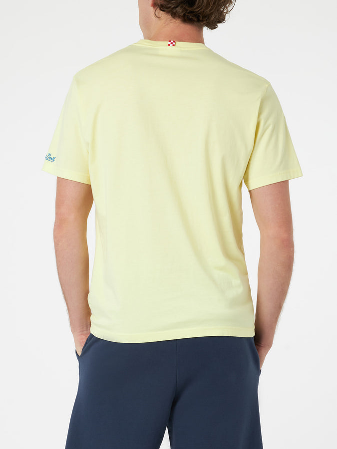 Mc2 Saint Barth T-shirt da uomo in cotone con stampa piazzata More Shots Less Squats Officina