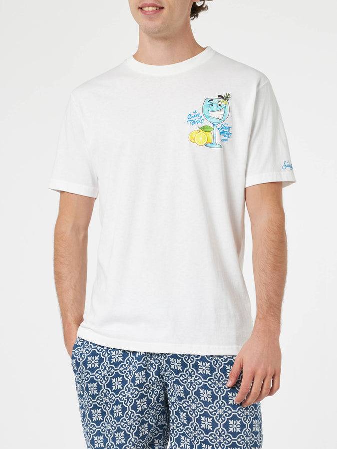 Mc2 Saint Barth T-shirt da uomo in cotone con stampa piazzata Cryptopuppets Gin Tonic davanti e dietro | EDIZIONE SPECIALE CRYPTOPUPPETS Esporta salva