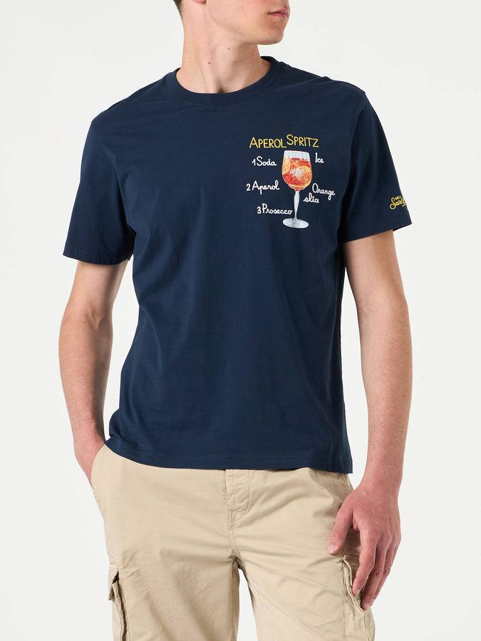 Mc2 Saint Barth T-shirt da uomo in cotone con ricamo Aperol Spritz | EDIZIONE SPECIALE APEROL In vendita