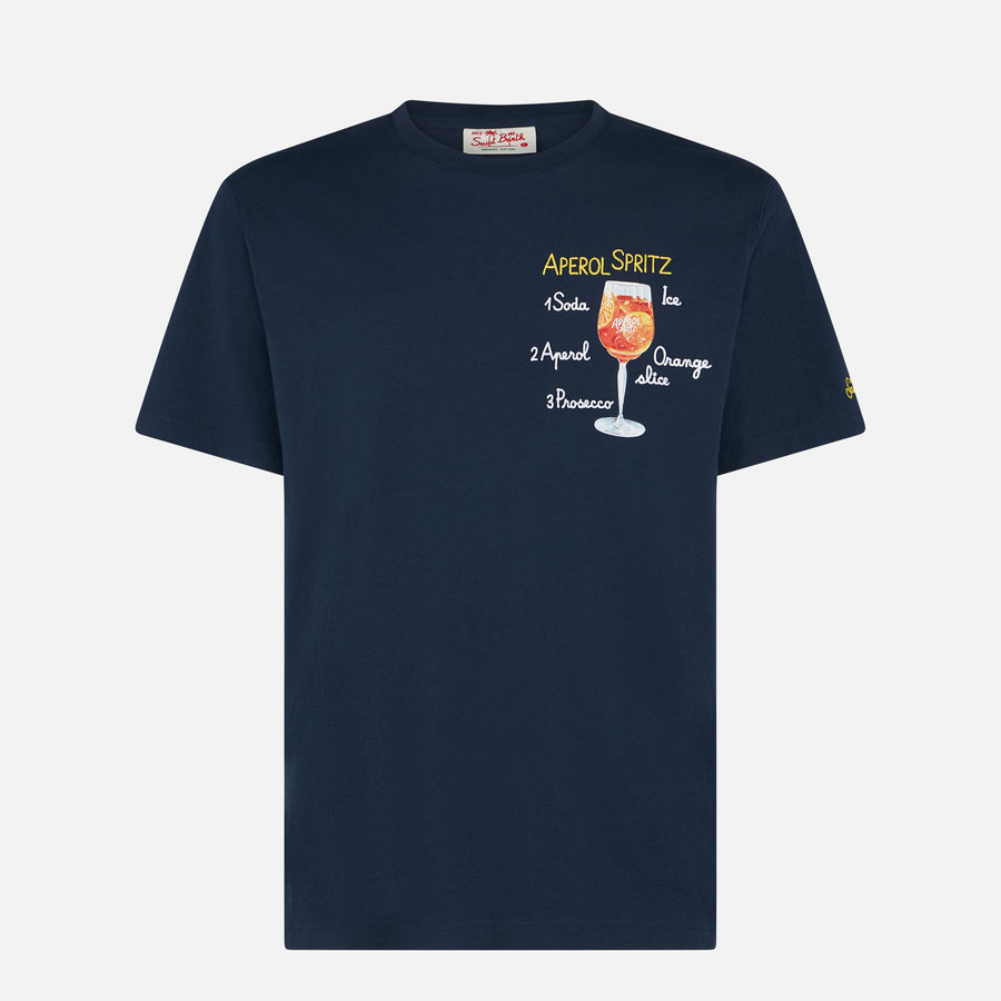 Mc2 Saint Barth T-shirt da uomo in cotone con ricamo Aperol Spritz | EDIZIONE SPECIALE APEROL In vendita