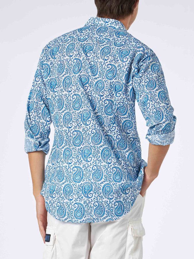 Mc2 Saint Barth Camicia da uomo Sikelia in mussola di cotone con stampa paisley In Linea