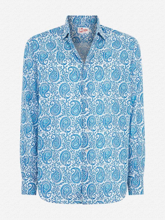 Mc2 Saint Barth Camicia da uomo Sikelia in mussola di cotone con stampa paisley In Linea