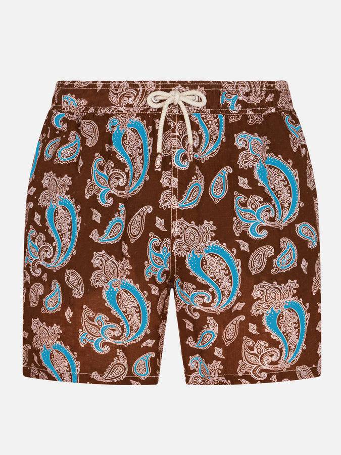 Mc2 Saint Barth Costume da bagno da uomo in lino con stampa paisley Fino Al -60%