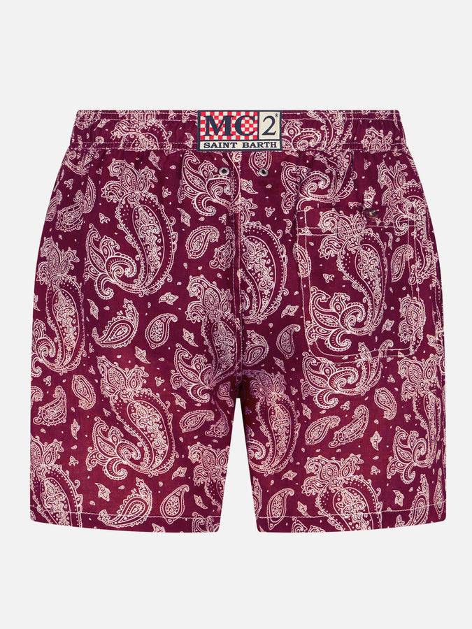 Mc2 Saint Barth Costume da bagno da uomo in tessuto leggero con stampa paisley bordeaux Shopping Online