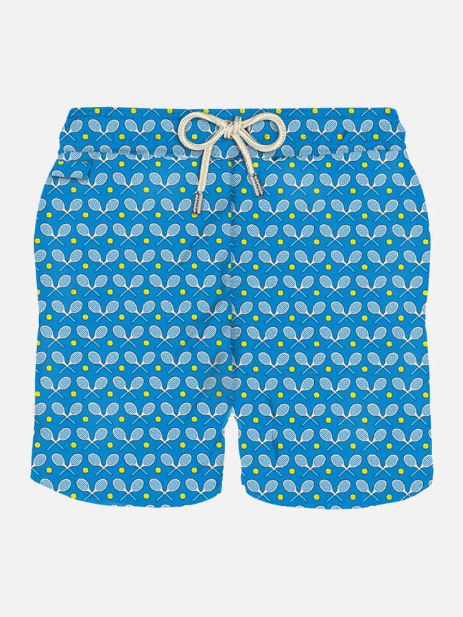 Mc2 Saint Barth Costume da bagno da uomo in tessuto leggero con stampa racchette