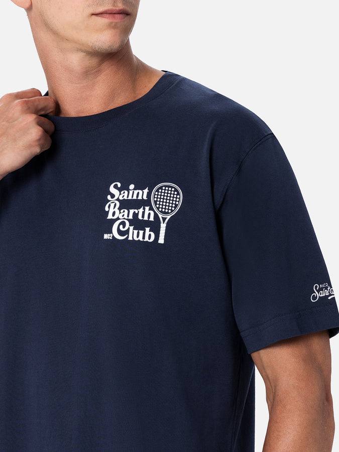 Mc2 Saint Barth T-shirt da uomo in cotone con stampa del club padel Saint Barth davanti e dietro Vendita Calda