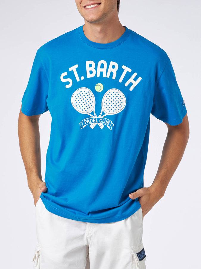 Mc2 Saint Barth T-shirt da uomo in cotone pesante con stampa St. Barth padel club Saldi Di Fabbrica
