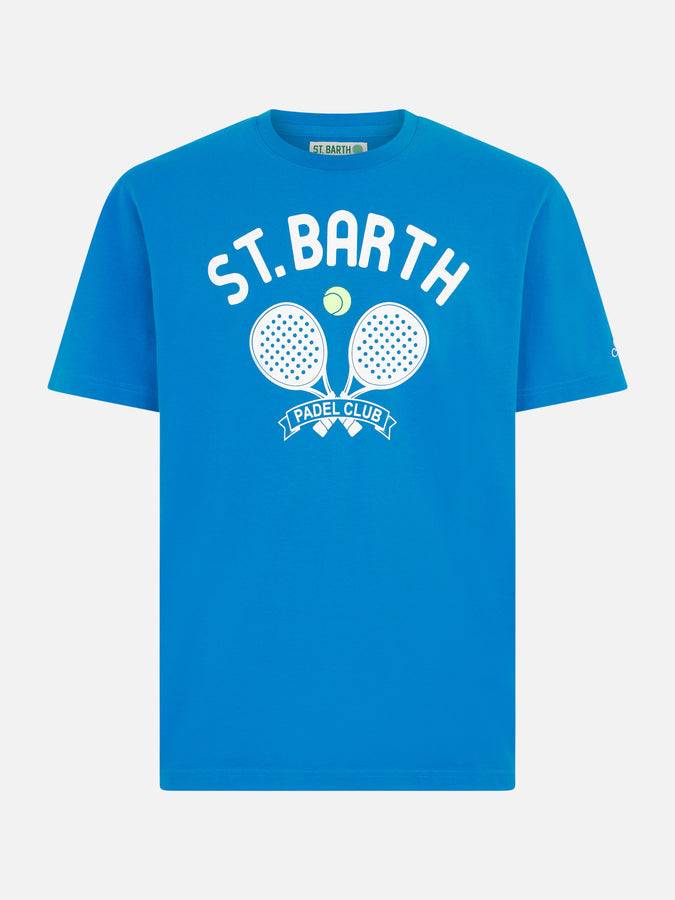 Mc2 Saint Barth T-shirt da uomo in cotone pesante con stampa St. Barth padel club Saldi Di Fabbrica