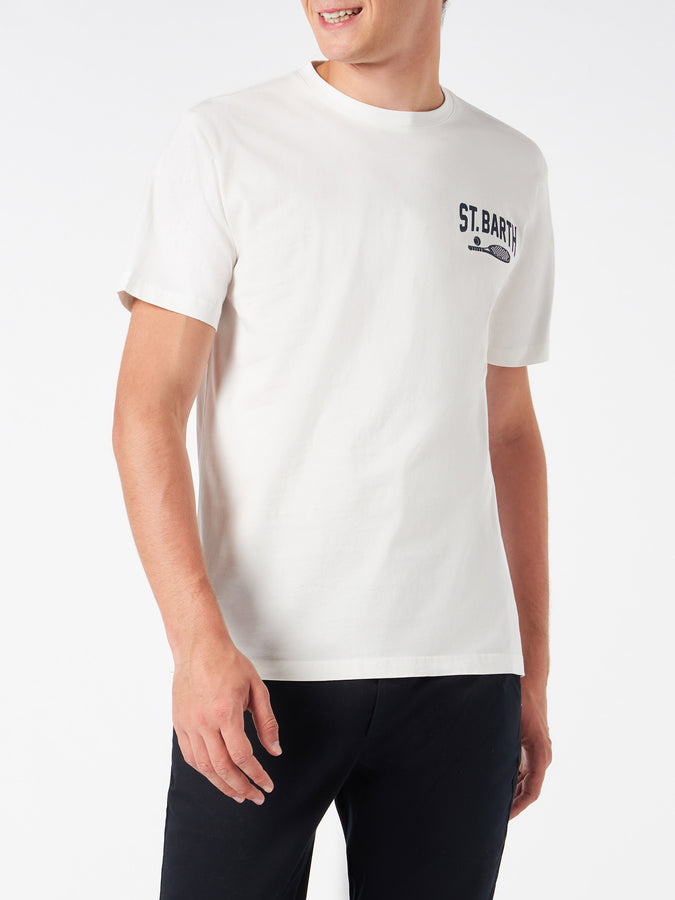 Mc2 Saint Barth T-shirt da uomo in cotone pesante con stampa Padel Vendite Flash