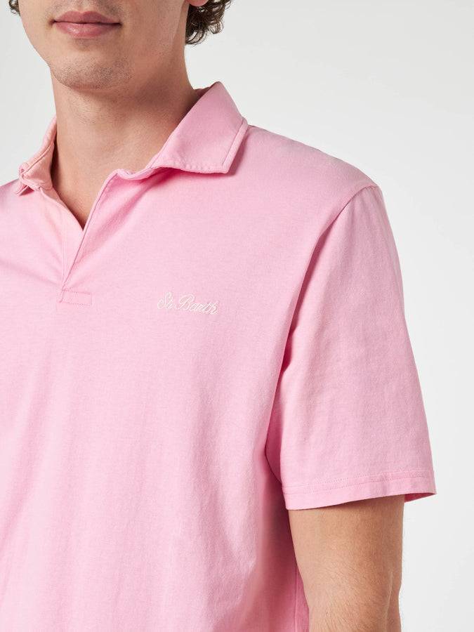 Mc2 Saint Barth Polo da uomo in jersey di cotone rosa Brighton In Saldo