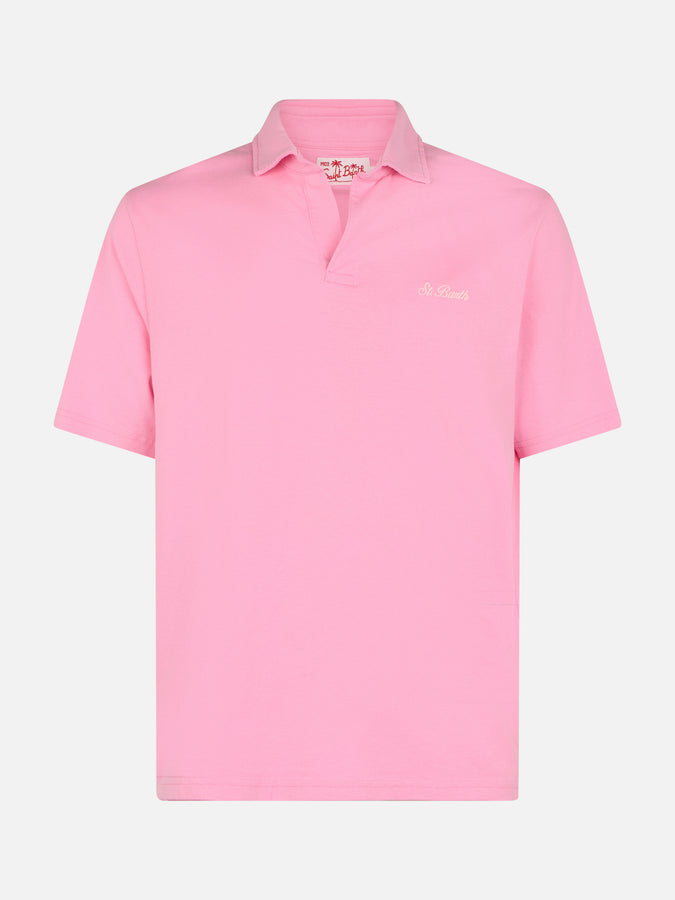 Mc2 Saint Barth Polo da uomo in jersey di cotone rosa Brighton In Saldo