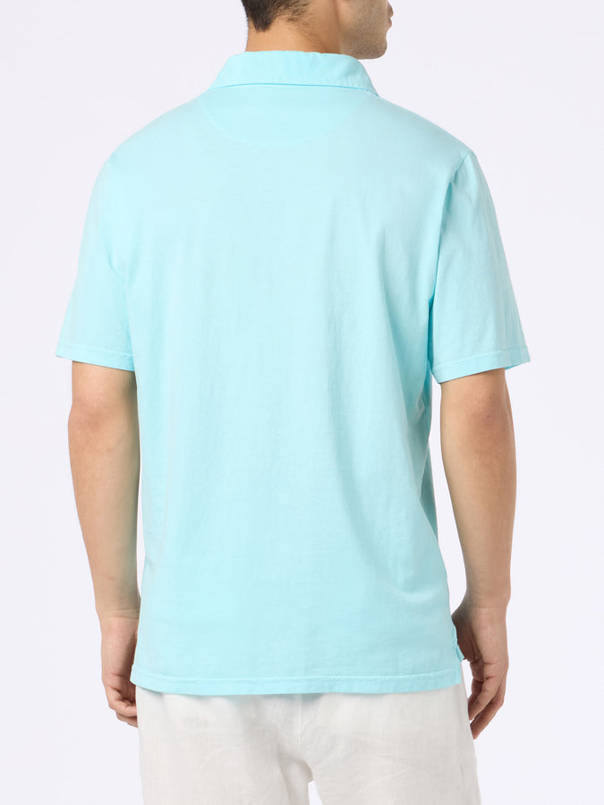 Mc2 Saint Barth Polo da uomo Brighton in jersey di cotone verde acqua Nuova