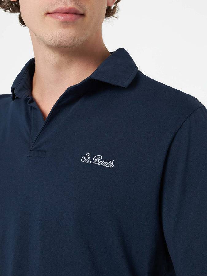 Mc2 Saint Barth Polo da uomo Brighton in jersey di cotone blu Moda