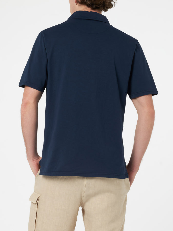 Mc2 Saint Barth Polo da uomo Brighton in jersey di cotone blu Moda
