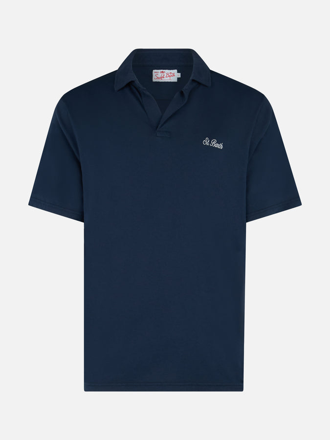 Mc2 Saint Barth Polo da uomo Brighton in jersey di cotone blu Moda