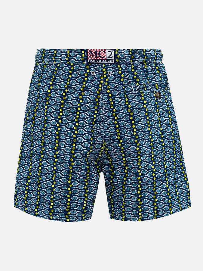 Mc2 Saint Barth Man lightweight fabric swim-shorts Lighting Micro Fantasy with tennis print Negozio online di fabbrica