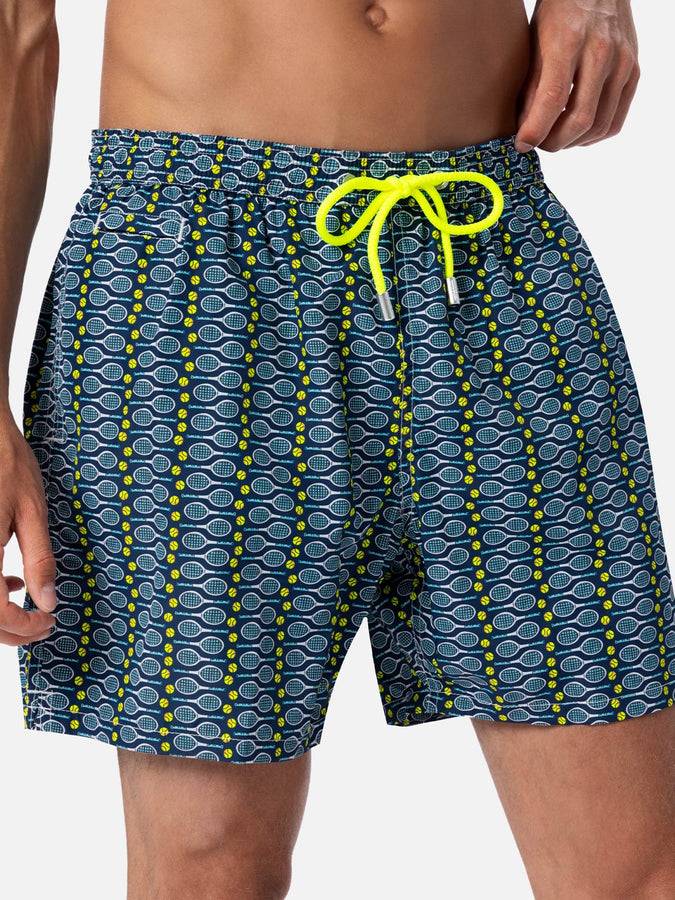 Mc2 Saint Barth Man lightweight fabric swim-shorts Lighting Micro Fantasy with tennis print Negozio online di fabbrica