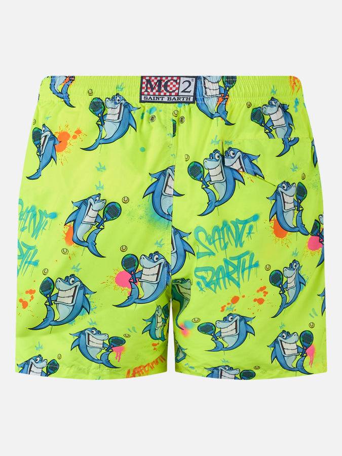 Mc2 Saint Barth Costume da bagno da uomo in tessuto leggero Lighting con stampa Cryptopuppets | EDIZIONE SPECIALE CRYPTOPUPPETS Offerta esclusiva