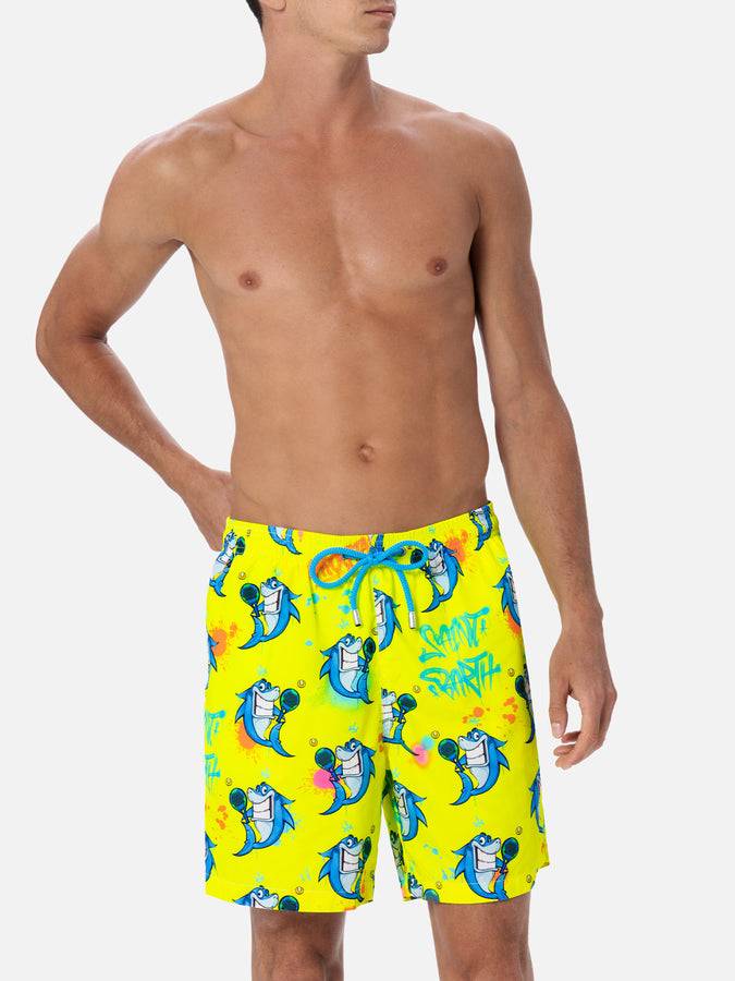 Mc2 Saint Barth Costume da bagno da uomo in tessuto leggero Lighting con stampa Cryptopuppets | EDIZIONE SPECIALE CRYPTOPUPPETS Offerta esclusiva