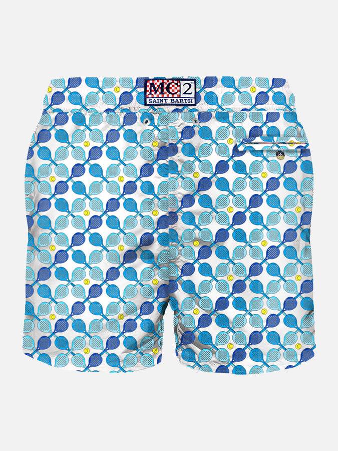 Mc2 Saint Barth Costume da bagno da uomo in tessuto leggero con stampa racchette padel Black Friday