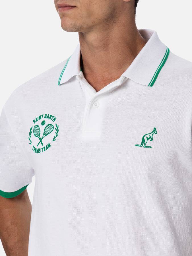 Mc2 Saint Barth Polo uomo in piquet di cotone bianco Beverly Hills | AUSTRALIAN BRAND SPECIAL EDITION Offerta per la Festa della Mamma
