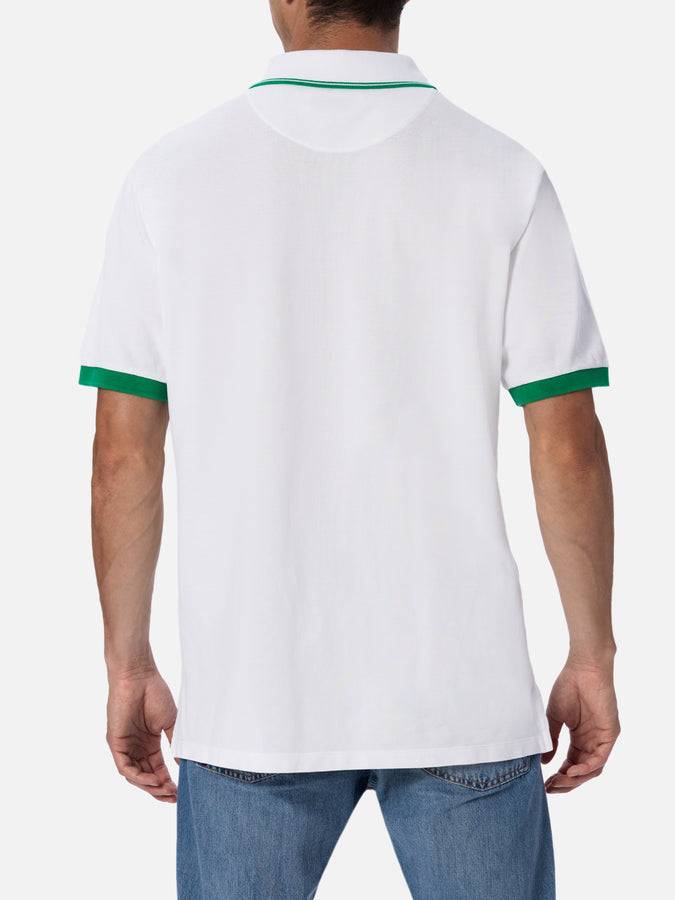 Mc2 Saint Barth Polo uomo in piquet di cotone bianco Beverly Hills | AUSTRALIAN BRAND SPECIAL EDITION Offerta per la Festa della Mamma