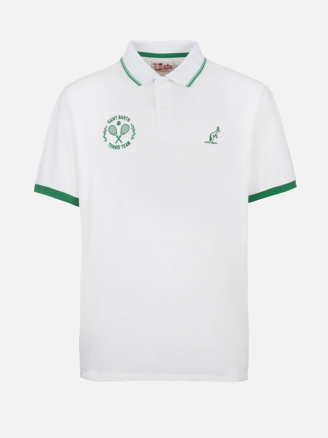 Mc2 Saint Barth Polo uomo in piquet di cotone bianco Beverly Hills | AUSTRALIAN BRAND SPECIAL EDITION Offerta per la Festa della Mamma