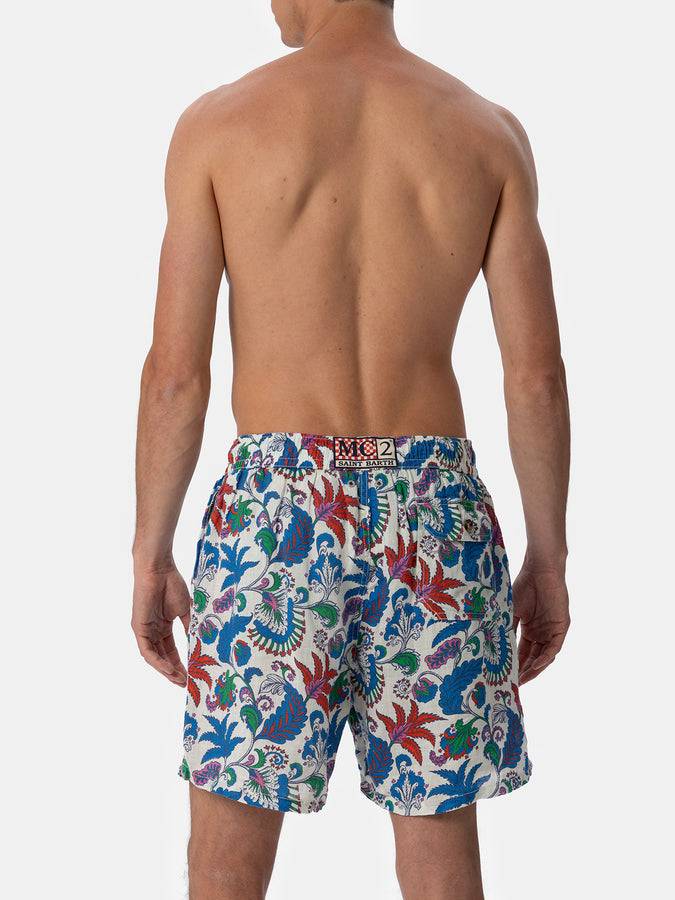 Mc2 Saint Barth Costume da bagno da uomo lunghezza media Gustavia in lino con stampa fiori Offerta Anniversario