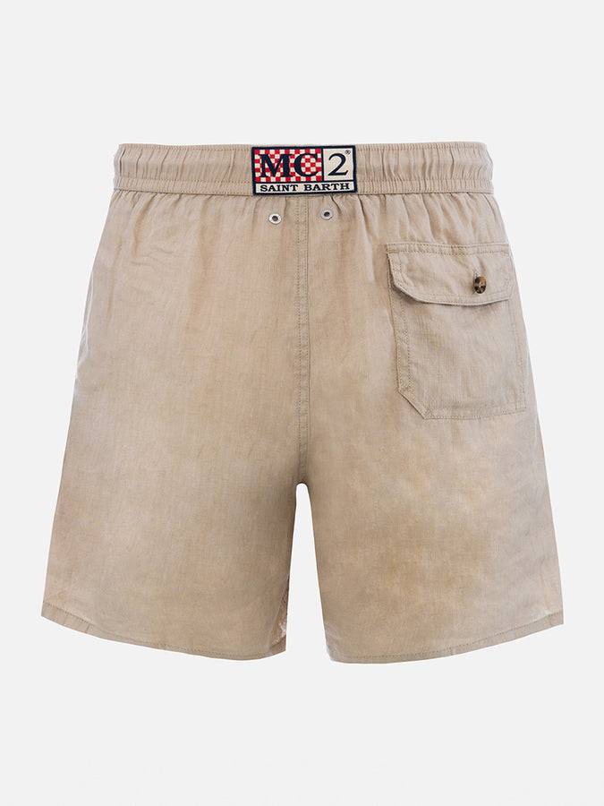 Mc2 Saint Barth Costume da bagno uomo media lunghezza Gustavia in lino beige Latest fashion