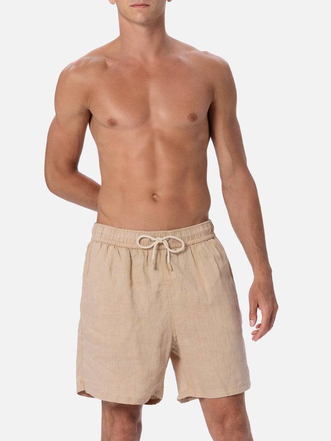 Mc2 Saint Barth Costume da bagno uomo media lunghezza Gustavia in lino beige Latest fashion