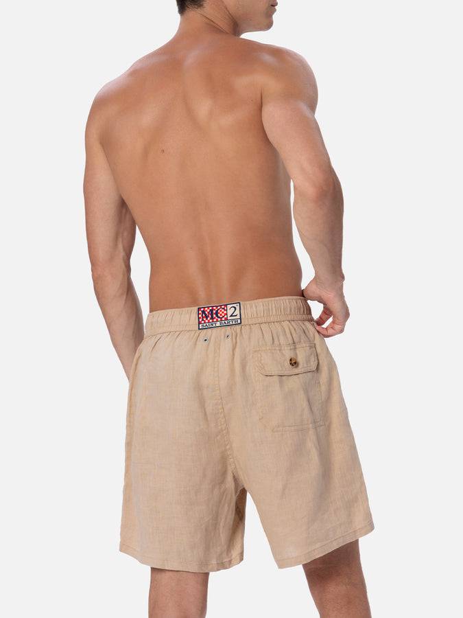 Mc2 Saint Barth Costume da bagno uomo media lunghezza Gustavia in lino beige Latest fashion