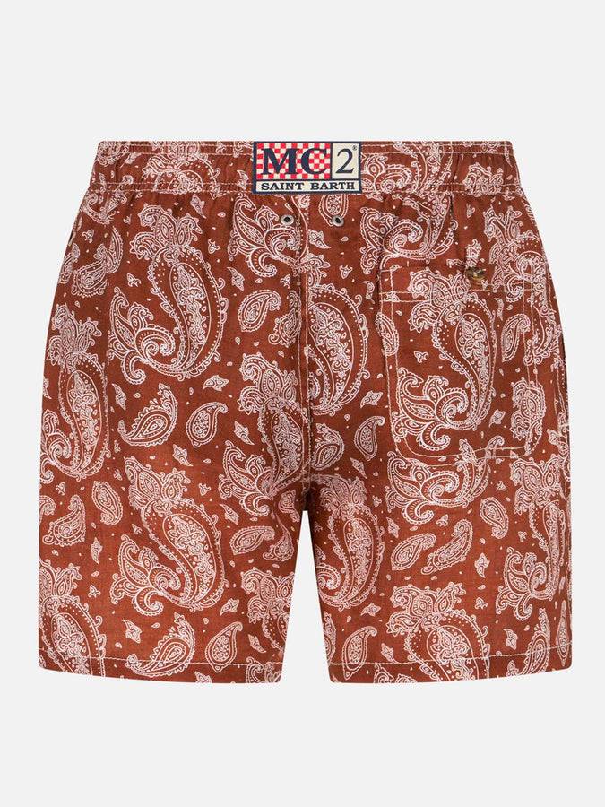 Mc2 Saint Barth Costume da bagno da uomo in lino con stampa paisley Online Outlet