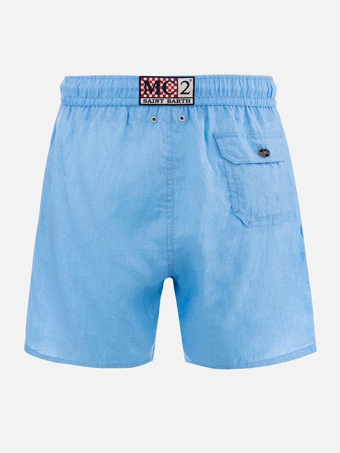 Mc2 Saint Barth Costume da uomo medio lungo in lino color celeste Gustavia Bestseller