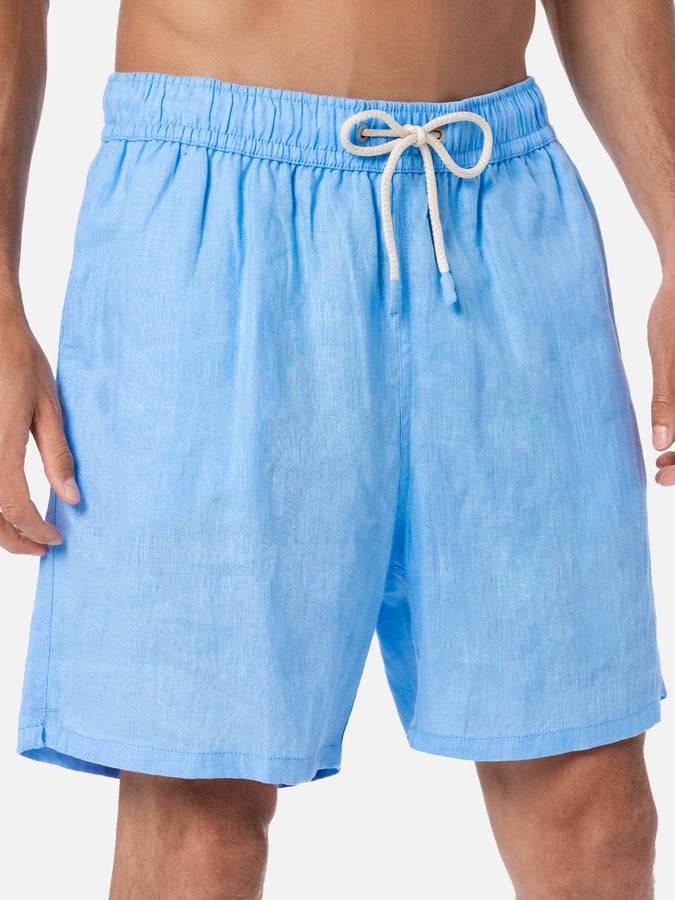 Mc2 Saint Barth Costume da uomo medio lungo in lino color celeste Gustavia Bestseller