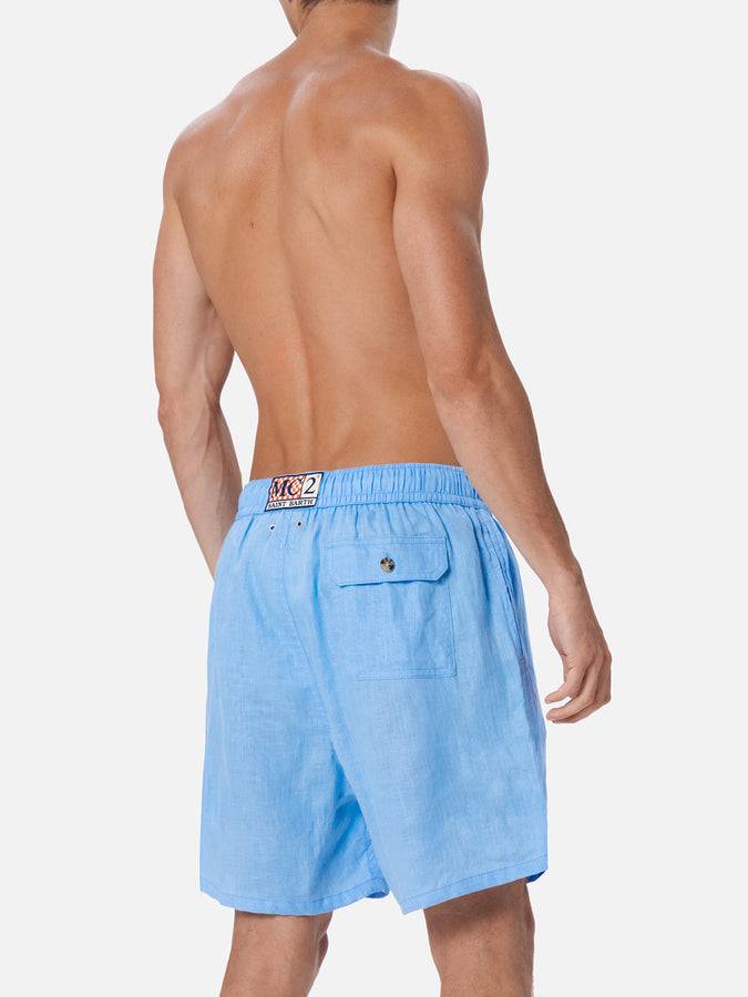 Mc2 Saint Barth Costume da uomo medio lungo in lino color celeste Gustavia Bestseller