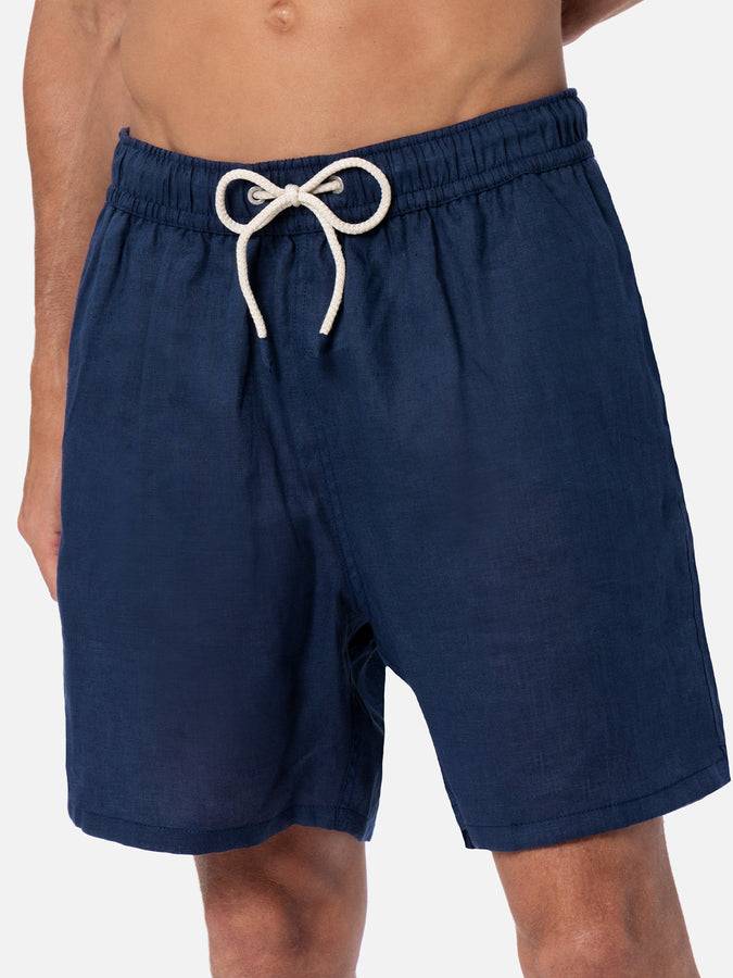 Mc2 Saint Barth Costume da uomo medio lungo in lino blu navy Gustavia Offerte stagionali