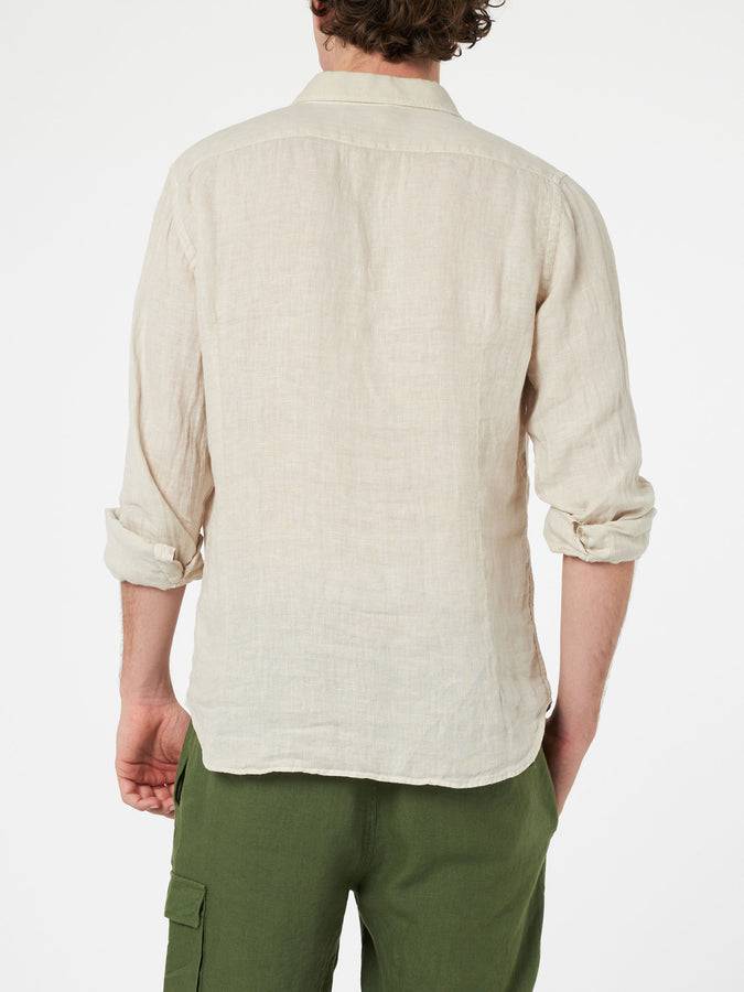 Mc2 Saint Barth Camicia da uomo in lino bianco sporco Pamplona Offerte giornaliere