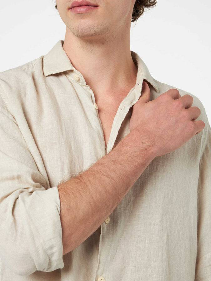 Mc2 Saint Barth Camicia da uomo in lino bianco sporco Pamplona Offerte giornaliere