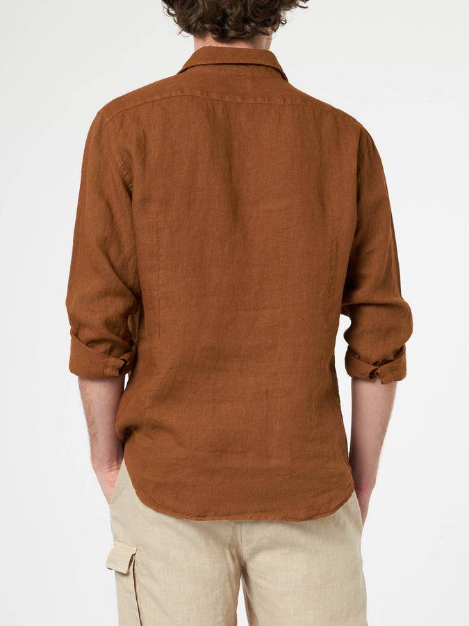 Mc2 Saint Barth Camicia da uomo in lino cammello Pamplona Offerte speciali