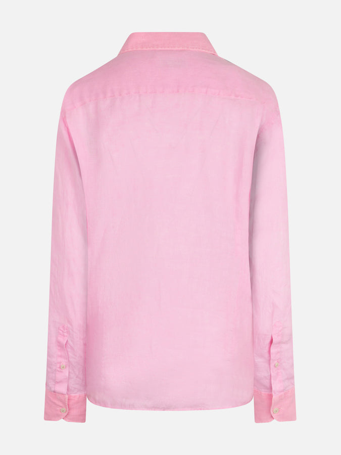 Mc2 Saint Barth Camicia da uomo Pamplona in lino color rosa fluo Enormi risparmi